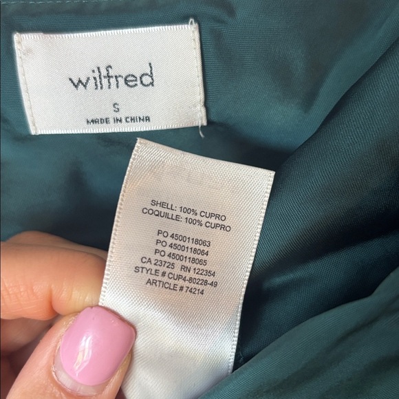 Wilfred Deep Teal Satin Cowl Neck dress size small - Picture 5 of 8